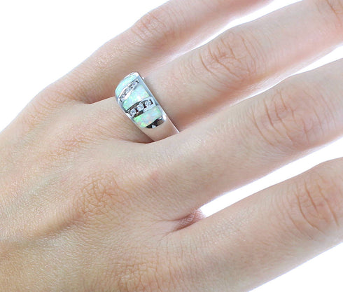 Opal Inlay And Sterling Silver Ring Size 7-3/4 EX53237