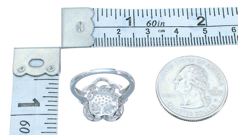 Genuine Sterling Silver Cubic Zirconia Flower Ring Size 6 AS55000