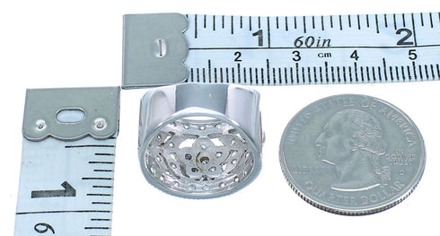 Sterling Silver Cubic Zirconia Flower Ring Size 5-3/4 AX71328