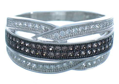 Sterling Silver Brown White Cubic Zirconia Ring Size 8 Jewelry AS54992