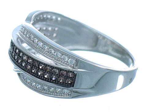 Sterling Silver Brown White Cubic Zirconia Ring Size 8 Jewelry AS54992