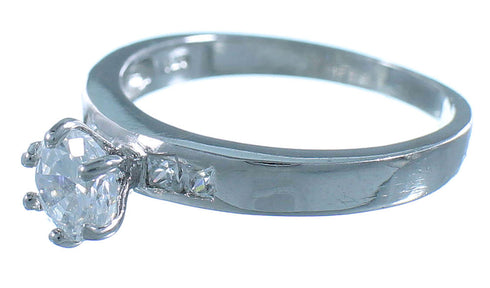 Cubic Zirconia Sterling Silver Wedding Ring Set Size 8-3/4 AS55178