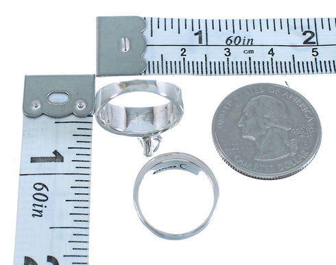 Sterling Black Jade Inlay Wedding Band Ring Set Size 4-3/4 NS55303