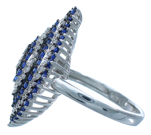 Sterling Silver Blue White CZ Ring Size 6-1/2 Jewelry AS54980