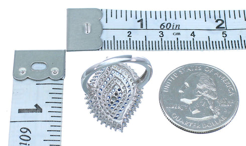 Sterling Silver Blue White CZ Ring Size 6-1/2 Jewelry AS54980