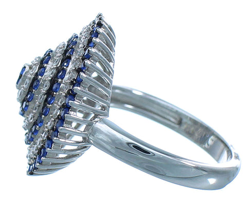 Blue And White Cubic Zirconia Sterling Silver Ring Size 6-3/4 AS54979