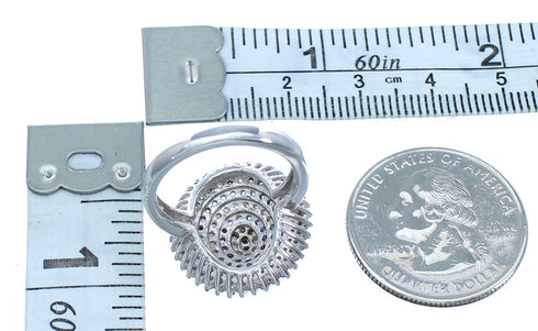 Blue And White Cubic Zirconia Sterling Silver Ring Size 6-3/4 AS54979