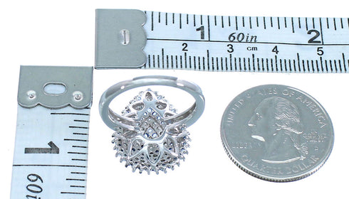 Sterling Silver Blue White Cubic Zirconia Ring Size 6-3/4 AS54986