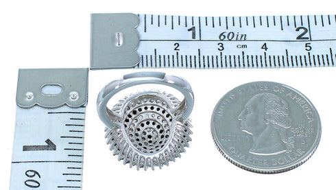 Sterling Silver White Black Cubic Zirconia Ring Size 6-3/4 AS54968