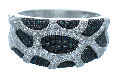 White Black Cubic Zirconia Sterling Silver Ring Size 9 Jewelry AS54956