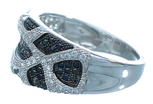 Sterling Silver Jewelry White Black Cubic Zirconia Ring Size 7 AS54955