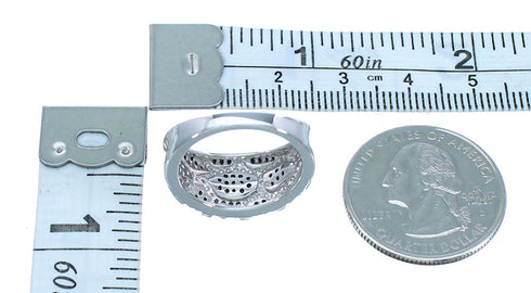 Sterling Silver Jewelry White Black Cubic Zirconia Ring Size 7 AS54955