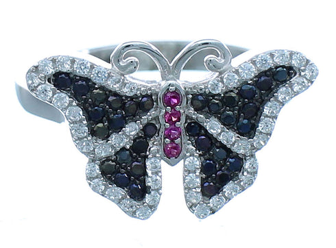 Butterfly Cubic Zirconia Sterling Silver Ring Size 7 Jewelry AS54974