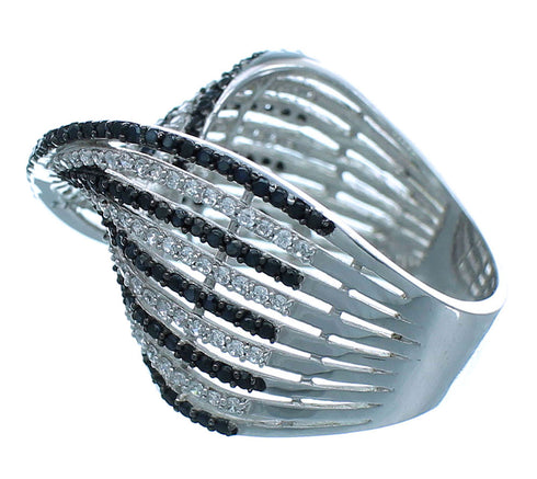 Black And White Cubic Zirconia Genuine Sterling Silver Ring Size 8 AS54962
