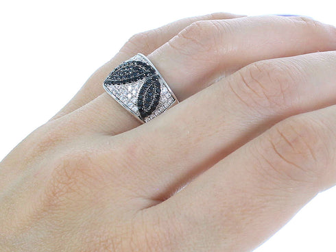 Sterling Silver White Black CZ Jewelry Ring Size 6-3/4 AS54935