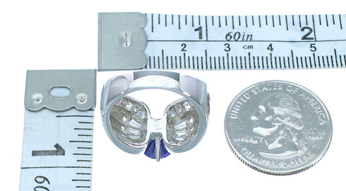 Silver Cubic Zirconia And Tanzanite Southwestern Jewelry Ring Size 8 AX71389