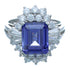 Silver Cubic Zirconia And Tanzanite Southwestern Ring Size 7 AX71395