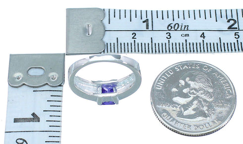 Southwest Amethyst And Blue Opal Silver Ring Size 5-1/2 EX55939