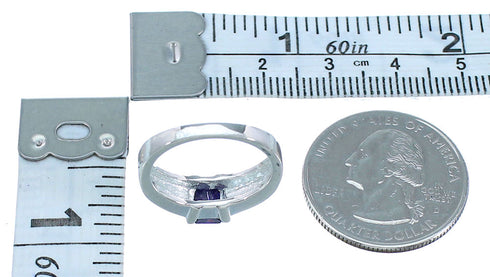 Sterling Silver Amethyst And Opal Inlay Ring Size 6-3/4 EX55942