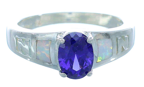 Amethyst And Opal Sterling Silver Ring Size 5-1/2 EX51999