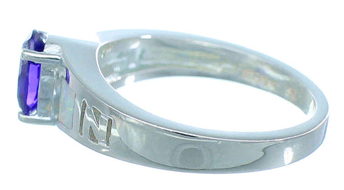 Amethyst And Opal Sterling Silver Ring Size 5-1/2 EX51999
