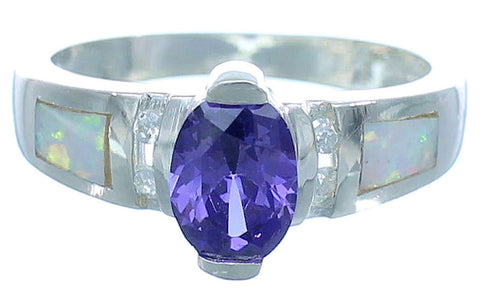 Amethyst Opal Inlay Sterling Silver Ring Size 5-1/2 EX53244