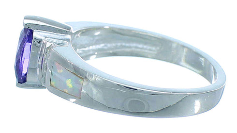 Amethyst Opal Inlay Sterling Silver Ring Size 5-1/2 EX53244