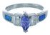 Tanzanite And Blue Opal Inlay Sterling Silver Ring Size 6-3/4 DS49784