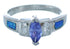 Amethyst And Blue Opal Inlay Sterling Silver Ring Size 6-3/4 DS49208
