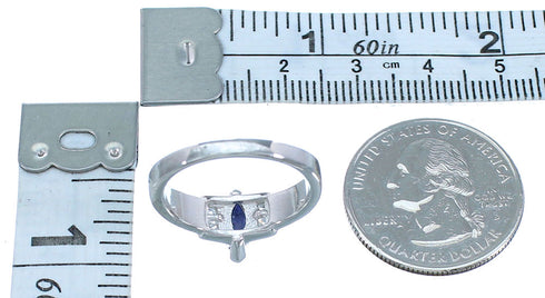 Amethyst And Blue Opal Inlay Sterling Silver Ring Size 6-3/4 DS49208