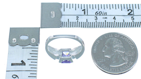 Amethyst And Opal Inlay Southwest Silver Ring Size 6 EX55982