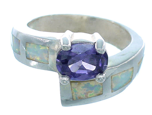 Southwest Opal Amethyst Sterling Silver Ring Size 6-3/4 EX51928