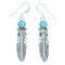 Native American Turquoise Feather Hook Dangle Earrings SX105196