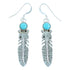 Native American Turquoise Feather Hook Dangle Earrings SX105196