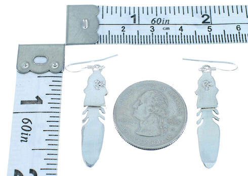 Native American Turquoise Feather Hook Dangle Earrings SX105196