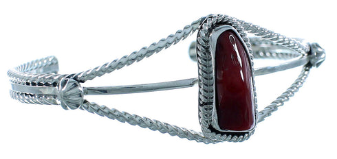 Sterling Silver Native American Coral Cuff Bracelet RX105324