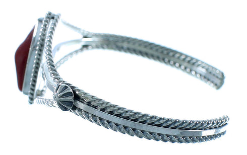 Sterling Silver Native American Coral Cuff Bracelet RX105324