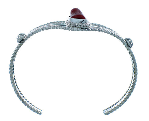 Sterling Silver Native American Coral Cuff Bracelet RX105324