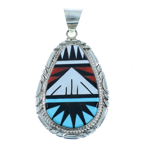 Zuni Authentic Sterling Silver Multicolor Pendant RX105492