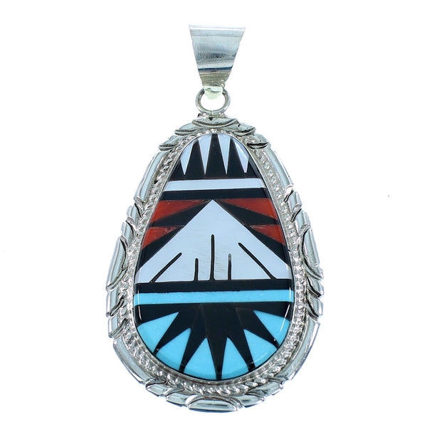 Zuni Authentic Sterling Silver Multicolor Pendant RX105492