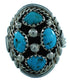 Native American Authentic Sterling Silver And Turquoise Jewelry Ring Size 8-1/4 SX105860