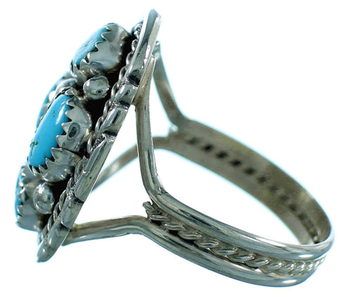 Native American Genuine Sterling Silver And Turquoise Jewelry Ring Size 7-3/4 SX105845
