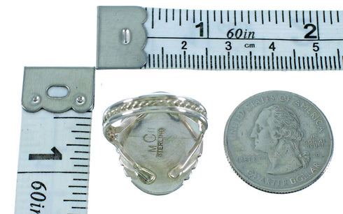 Native American Authentic Sterling Silver And Turquoise Jewelry Ring Size 8-1/4 SX105860