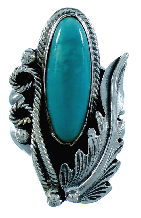 Turquoise Sterling Silver Scalloped Leaf Navajo Jewelry Ring Size 5-1/2 SX105868