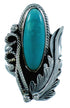 Turquoise Sterling Silver Scalloped Leaf Navajo Jewelry Ring Size 5-1/2 SX105868