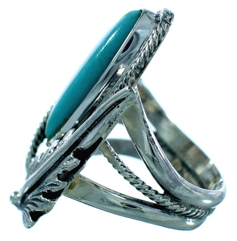 Turquoise Sterling Silver Scalloped Leaf Navajo Jewelry Ring Size 5-1/2 SX105868