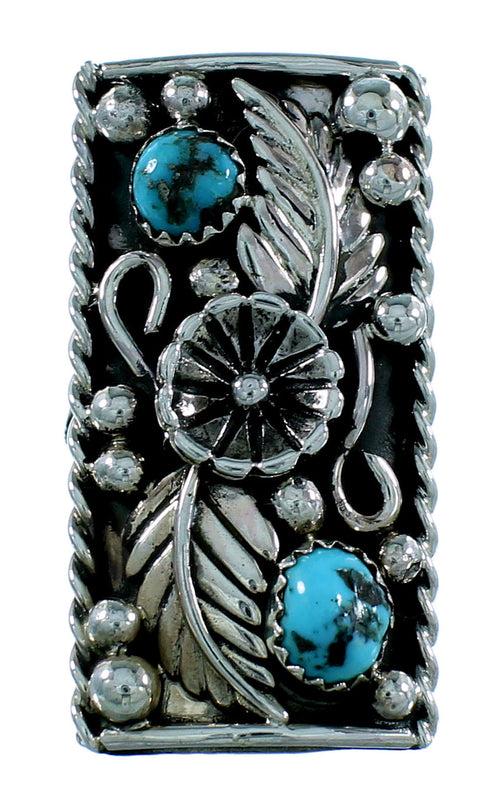 Flower And Leaf Genuine Sterling Silver Native American Turquoise Ring Size 6-3/4 SX105884