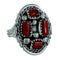 Navajo Sterling Silver And Coral Ring Size 7-1/2 JX127077
