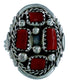 Navajo Sterling Silver And Coral Ring Size 7-1/2 JX127077