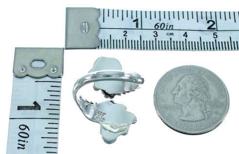 American Indian Onyx And Sterling Silver Adjustable Ring Size 10,11,12 SX106591